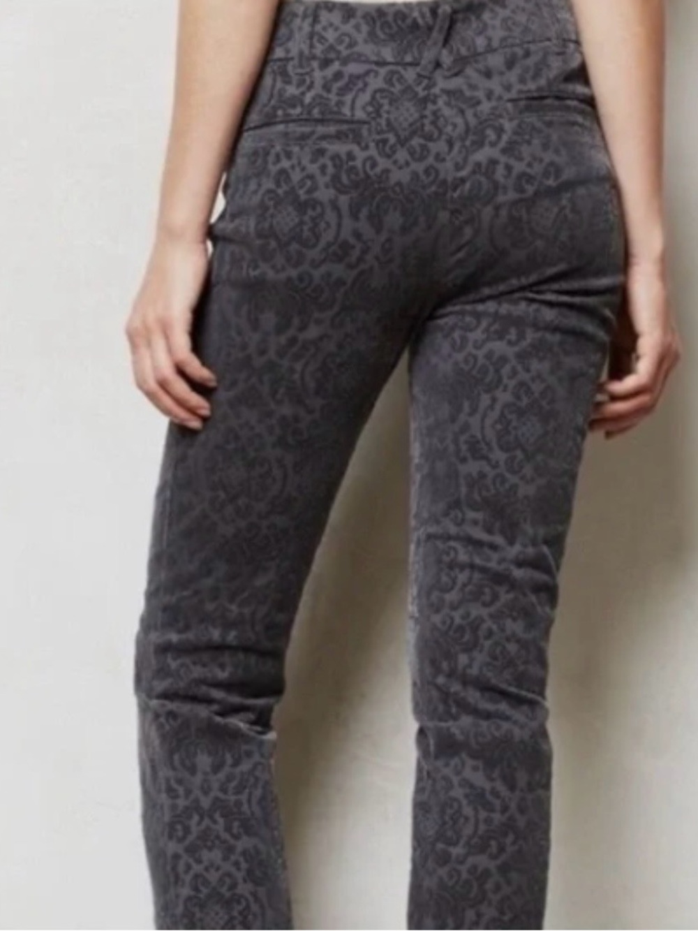Anthropology Cartonnier Slim Jacquard Skinny Pants in Charcoal